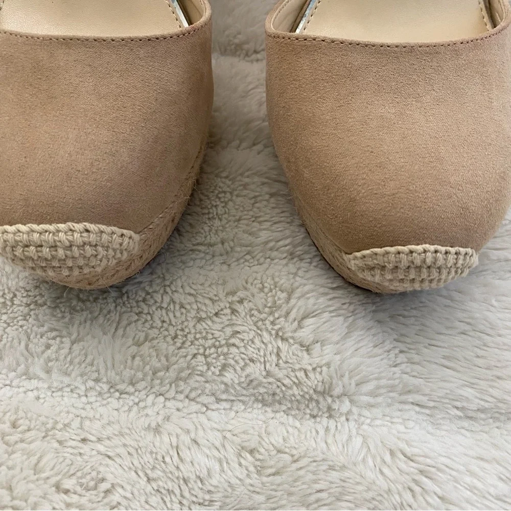 Jessica Simpson Cream Lace-Up Platform Wedge Espadrilles New Size 10